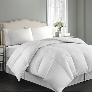 Hotel Grand White Down Comforter 650 Fill Power Classic Solid Queen Elegant Set